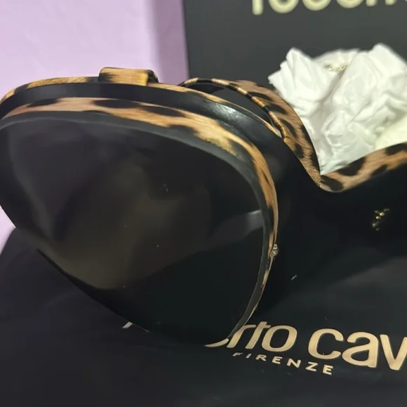 Brand, new pristine bling out Roberto Cavalli, high heels, sandals